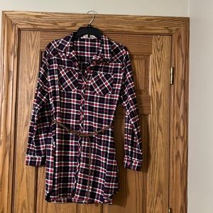 Red white and blue flannel shirt, dress, worn once!